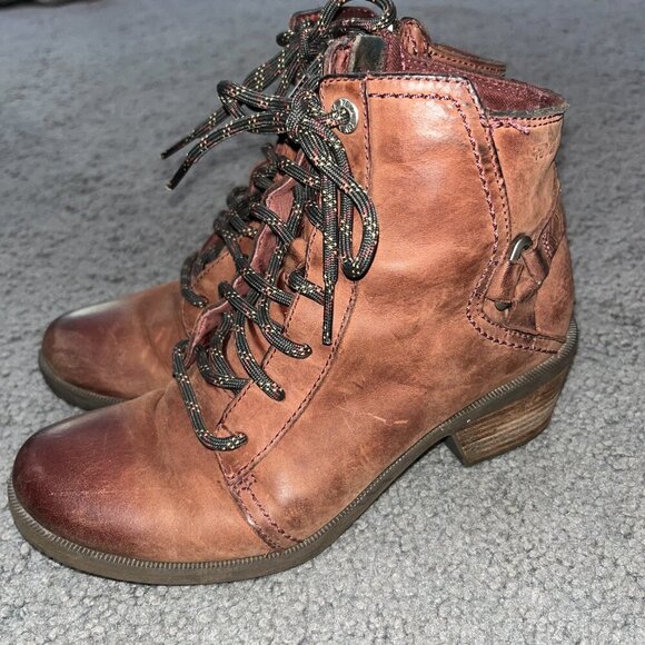 TEVA FOXY LACE UP ZIP ANKLE BOOTS - BROWN WATERPROOF LEATHER - WOMEN'S 6.5 - Picture 3 of 11